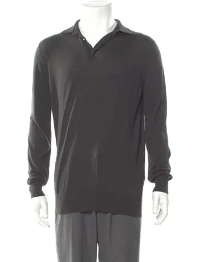 Pre-owned Loro Piana Wish® Virgin Wool Polo Sweater In Gray