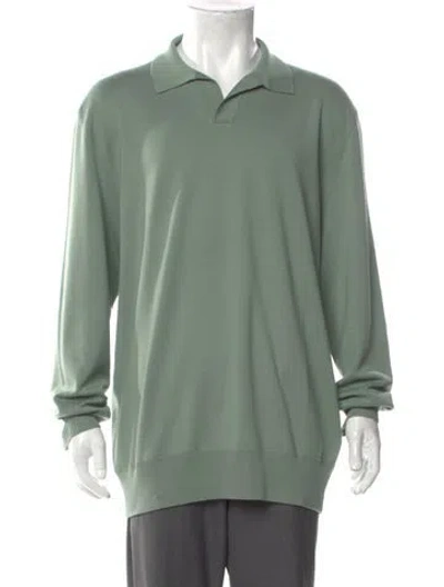 Pre-owned Loro Piana Wish® Virgin Wool Polo Sweater In Green