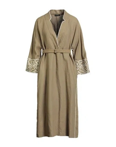 Loro Piana Woman Midi Dress Khaki Size 8 Linen