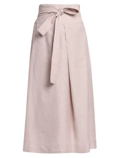 LORO PIANA WOMEN'S ARIEL LINEN & WOOL-BLEND MIDI-SKIRT