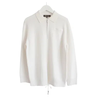 Pre-owned Loro Piana Women's Contemporary Off White Waffle Textured Sweater It38