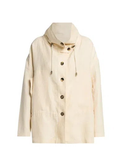 Loro Piana Women's Dominick Linen Parka Jacket In Japanese Mirin