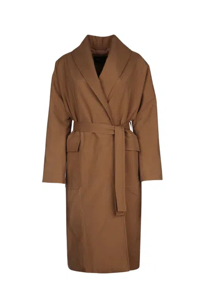Loro Piana Women Dwight Coat Sb Japon Silk Wr In Sage Brown