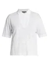 Loro Piana Women's Gargano Linen Polo Top In White
