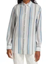 Loro Piana Idelle Striped Button-down Silk Shirt In Fancy Nut Milk Water Mirror Black