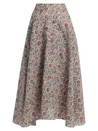 Loro Piana Women's Jaya Printed Twill Midi-skirt In Multi
