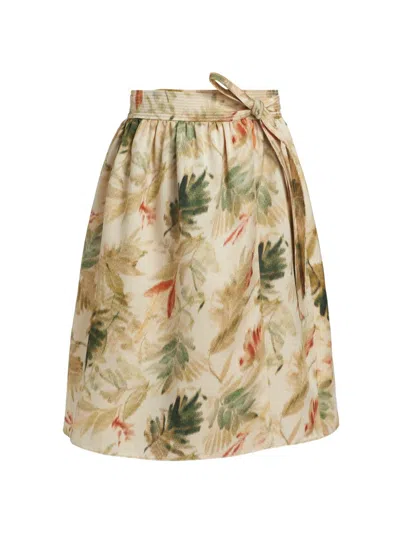 Loro Piana Women's Leah Leaf-printed Skirt In Multi