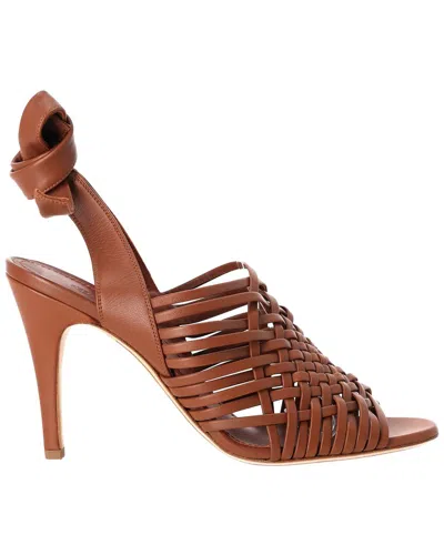 Loro Piana Women's Leather Kristin Woven Ankle-tie Sandal (authentic Pre-  Loved) In Brown
