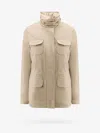 Loro Piana Casual Jacket With Adjustable Waist And Front Pockets In Cream