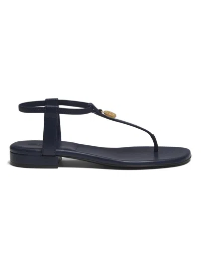 Loro Piana Women's Mindil Leather Flat Sandals In Black