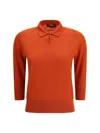 Loro Piana Polo-neck Three-quarter Sleeve Sweater In Red