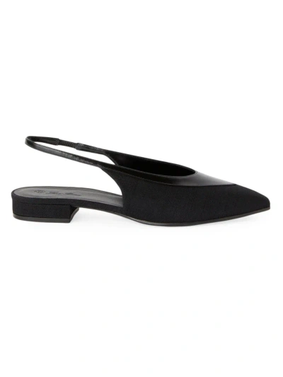 Loro Piana Women's Rebecca Wool & Leather Flats In Black