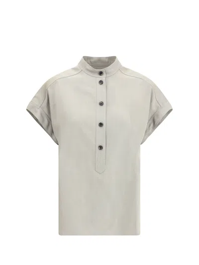 Loro Piana Women Short Sleeve Shirt In Gray