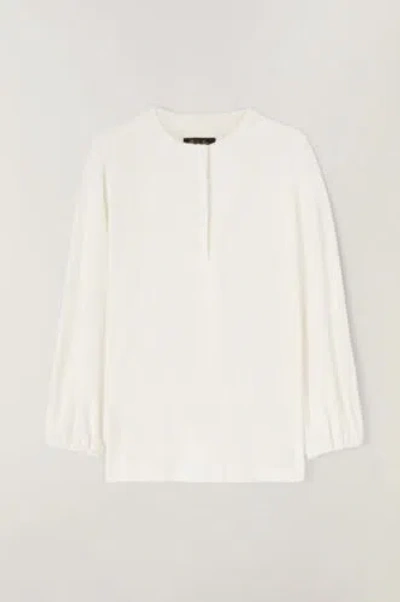 Pre-owned Loro Piana Women's Sz S Serafino Panera Henley Sweater White $950