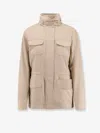 Loro Piana Casual Jacket With Adjustable Waist And Front Pockets In Neutral