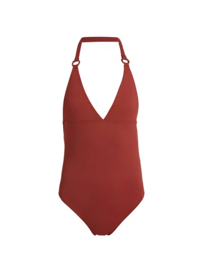 Loro Piana Women's Triangle Ring One-piece Swimsuit In Barberry