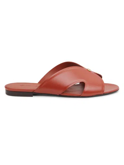 Loro Piana Women's Vera Leather Mule Sandals In Brown