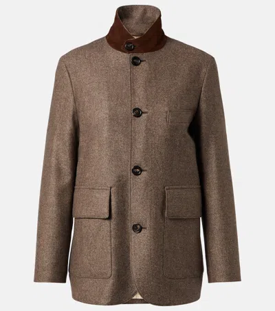 Loro Piana Wool And Cashmere Jacket In Dark Granite Melange
