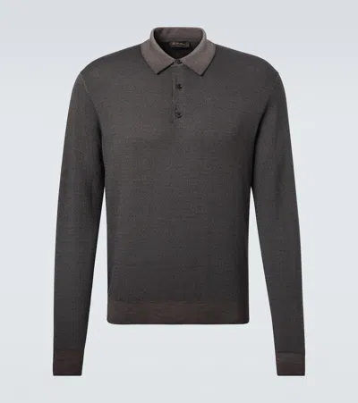 Loro Piana Wool And Silk Polo Shirt In Brown