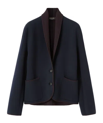 Loro Piana Wool Blend Casual Jacket In Blue