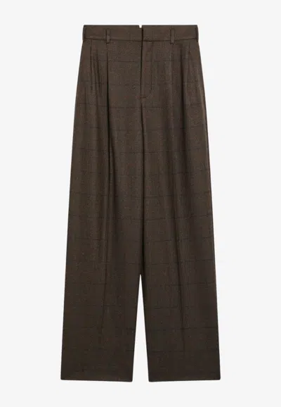 Loro Piana Wool Checked Tailored Pants In Blue