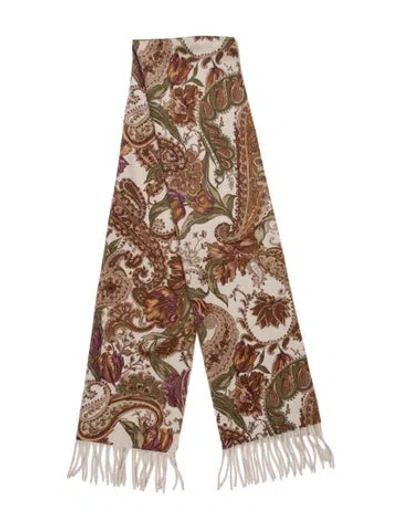 Pre-owned Loro Piana Wool Paisley Print Shawl In Neutral