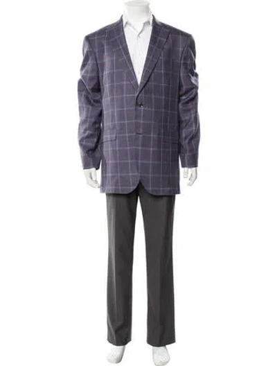 Pre-owned Loro Piana Wool Plaid Print Blazer In Blue