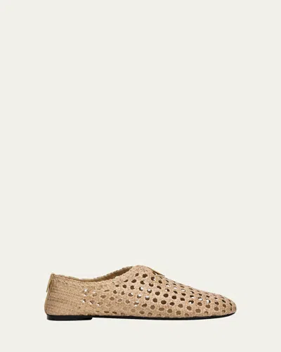 Loro Piana Woven Leather Flats In Neutral