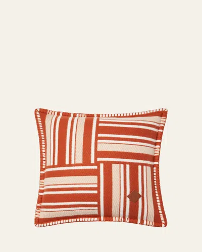 Loro Piana Woven Stripe Intarsia Cushion In Brown