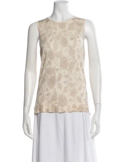Pre-owned Loro Piana X Neiman Marcus Floral Print Cashmere Top In Neutral