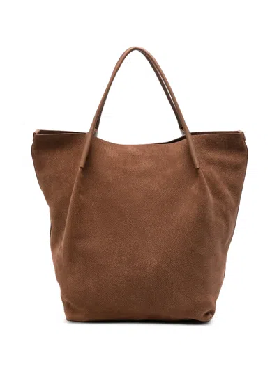 Loro Piana Xl Bale Suede Tote Bag In Brown