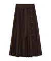 Loro Piana Yasmina Belted Pleated Linen-twill Wrap Skirt In Carob Bean