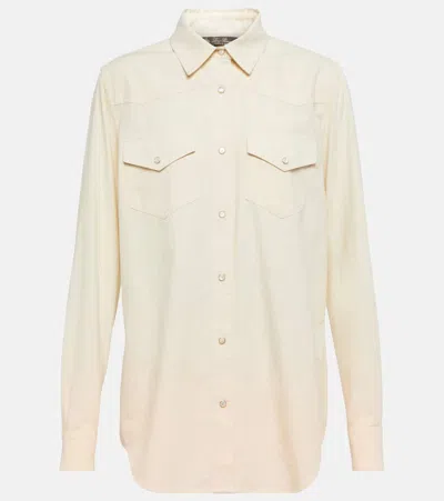 Loro Piana Cam Yelena Okayama Chambray Button-down Shirt In Rice Milk