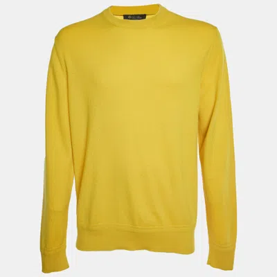 Pre-owned Loro Piana Yellow Cashmere Crewneck Sweater Xl