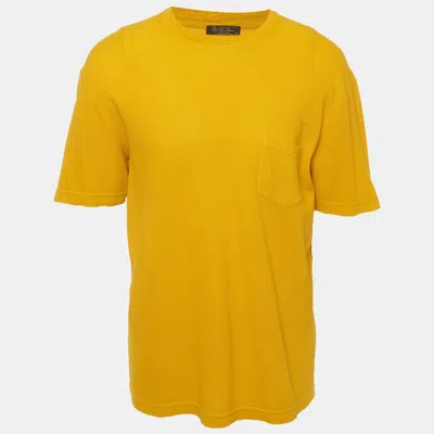 Pre-owned Loro Piana Yellow Cotton Knit Crewneck T-shirts Xxl