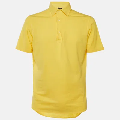 Pre-owned Loro Piana Yellow Cotton Pique Polo T-shirt M