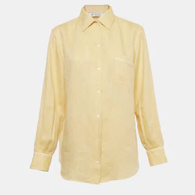 Pre-owned Loro Piana Yellow Linen Neo André Shirt M