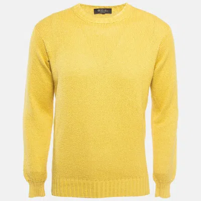 Pre-owned Loro Piana Yellow Rib Knit Crew Neck Sweater L