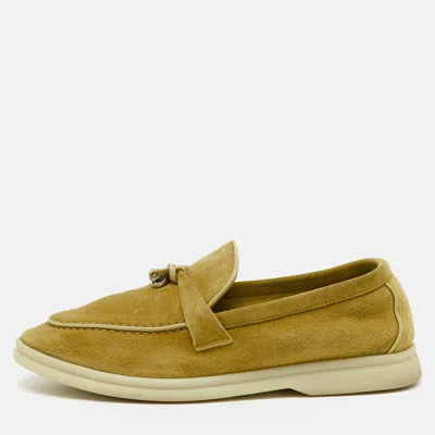Pre-owned Loro Piana Yellow Suede Summer Charms Walk Slip On Loafers Size 35.5