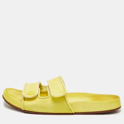 Pre-owned Loro Piana Yellow Suede Waikiki Flat Slides Size 40