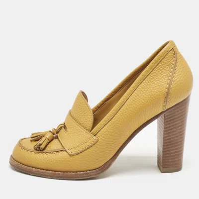 Pre-owned Loro Piana Yellow Summer Charms Walk Loafer Pumps Size 36