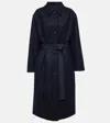 Loro Piana Yudaki Wool, Cotton, And Cashmere Coat In Blue