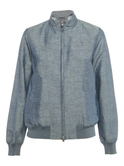 Pre-owned Loro Piana Zip-up Bomber Jacket In Blue
