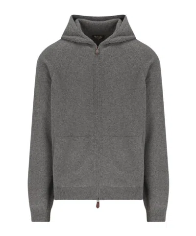 Loro Piana Zip-up Hooded Coat In Gray