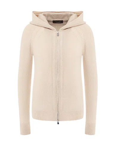 Loro Piana Zip-up Hooded Knitted Cardigan In Nude