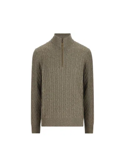 Loro Piana Slim-fit Suede-trimmed Cable-knit Baby Cashmere Half-zip Sweater In Multi