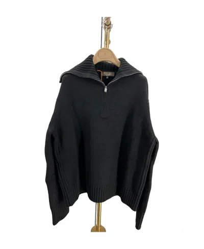 Loro Piana Zipper Design Lapel Sweater In Black