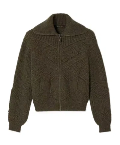 Loro Piana Zipper Long-sleeved Sweater In Brown