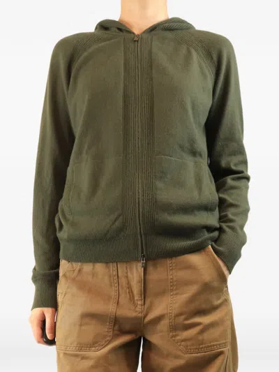 Pre-owned Loro Piana Zip-up Cashmere Hoodie In Green
