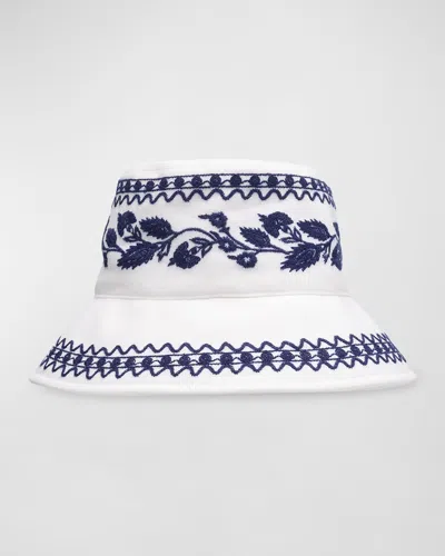 Loro Piana Zita Embroidered Bucket Hat In White